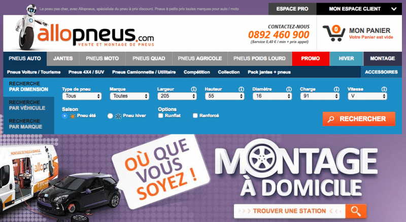 site web allopneus.com